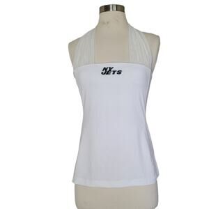 NWT All Sport Couture Women's White New York Jets Sleeveless Halter Top Size M